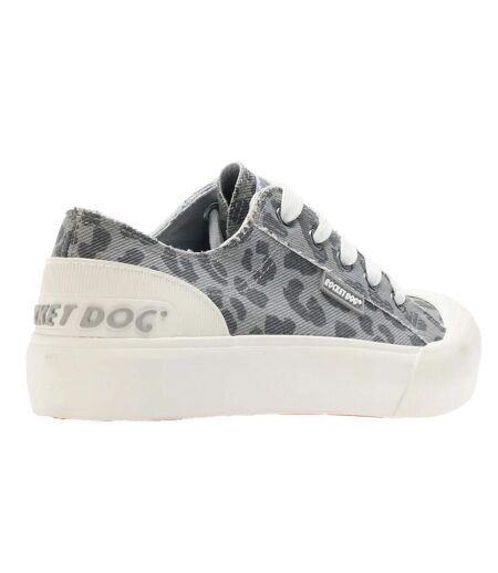 Womens/ladies Jazzin Plus Leopard Print Platform Trainers Grey Rocket Dog