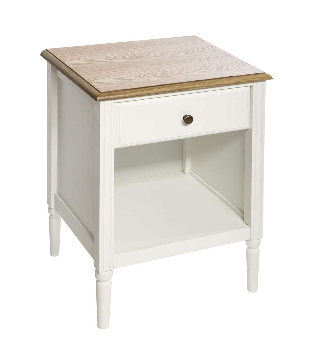 Table de chevet effet bois Solen - L. 45 x H. 60 cm - Blanc-1