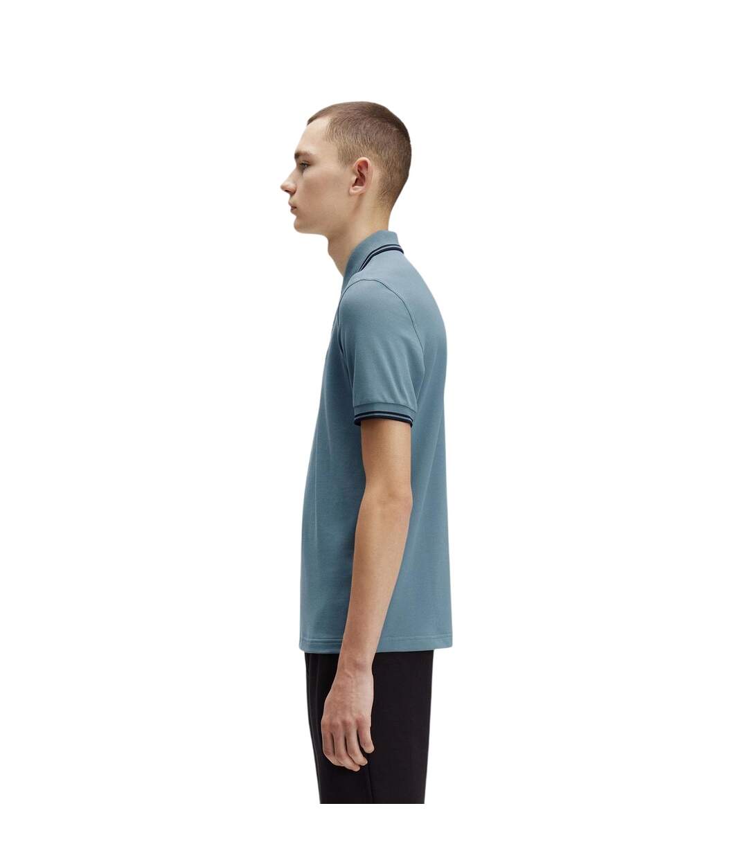 Mens Twin Tip Polo Shirt Blue Fred Perry-4