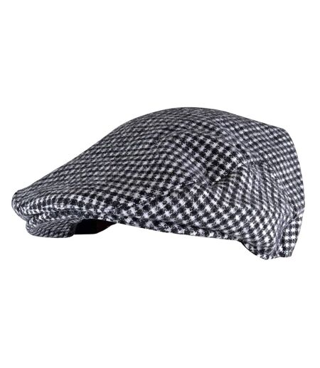 Mens Checked Wool Blend Traditional Flat Cap - M/L