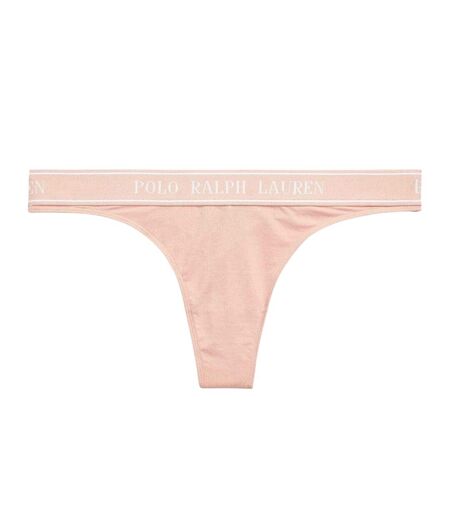 Womens/ladies Cotton Blend Mid Rise Thong Clay Ralph Lauren
