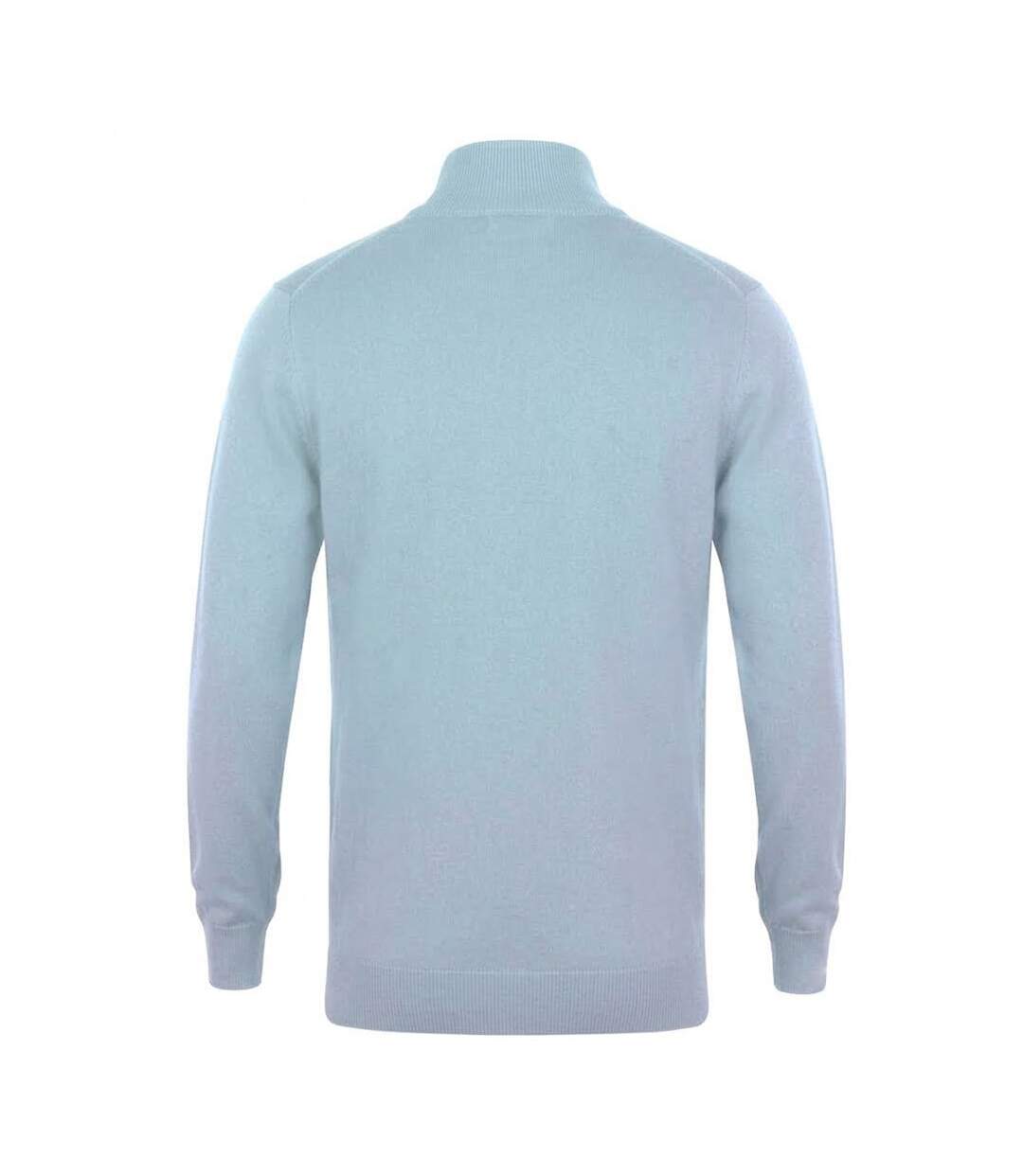 Pull Zippé 1/4 À Manches Longues Homme Gris Clair Chiné Henbury-2