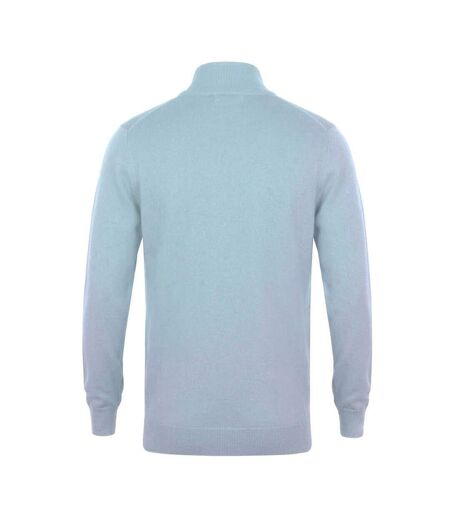 Pull Zippé 1/4 À Manches Longues Homme Gris Clair Chiné Henbury