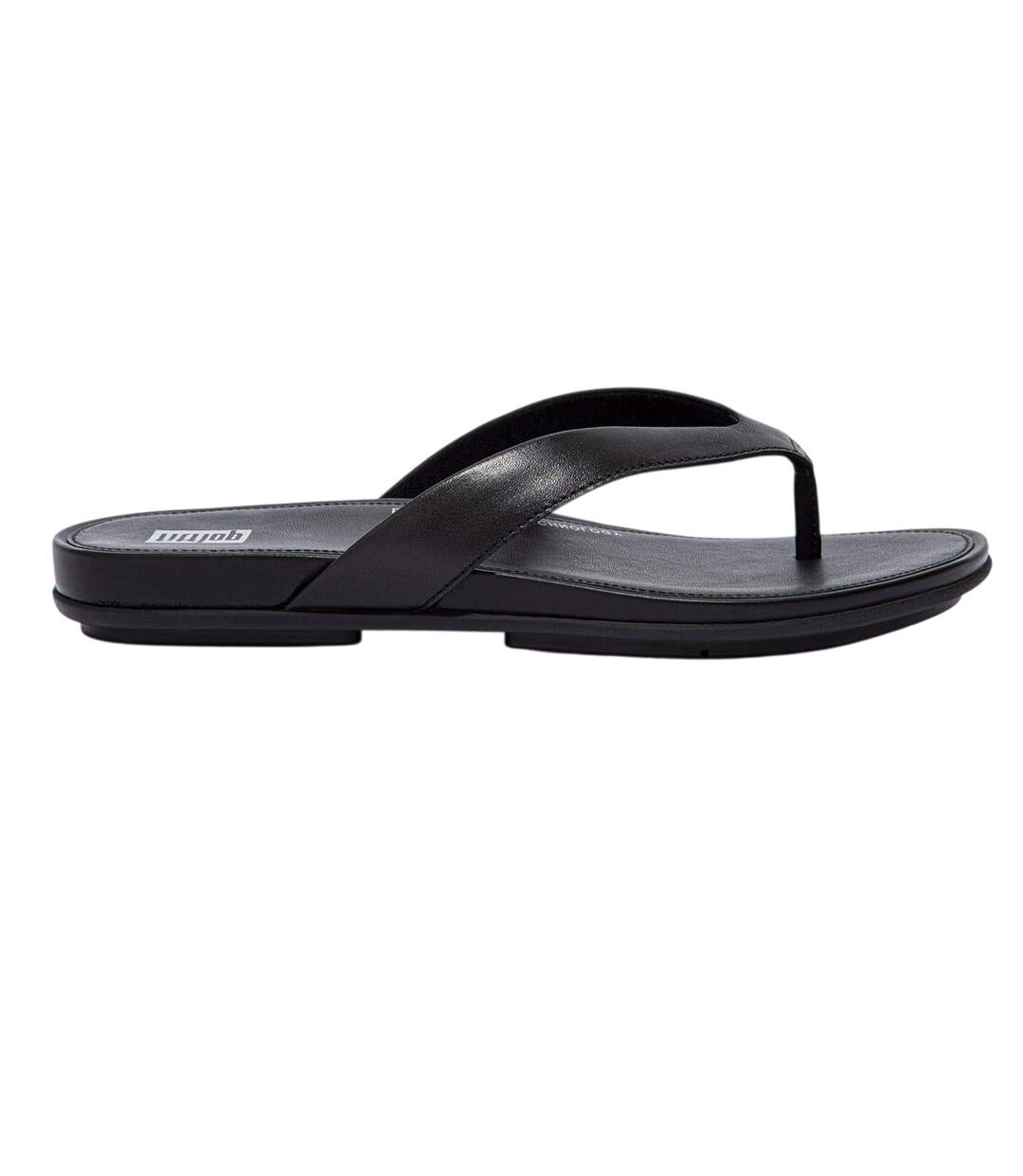 Womens/ladies Gracie Leather Flat Flip Flops All Black FitFlop-1