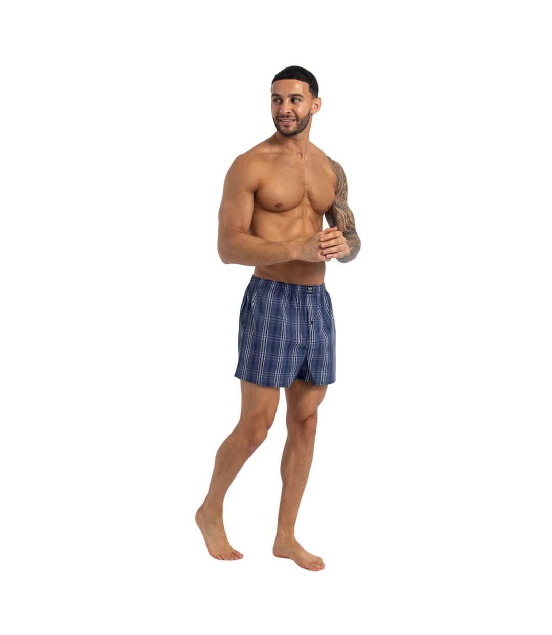 Pack of 6  Mens daxhe checked woven boxer shorts  blue Kandor