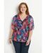 T-shirt court col V dentelle imprimée-1