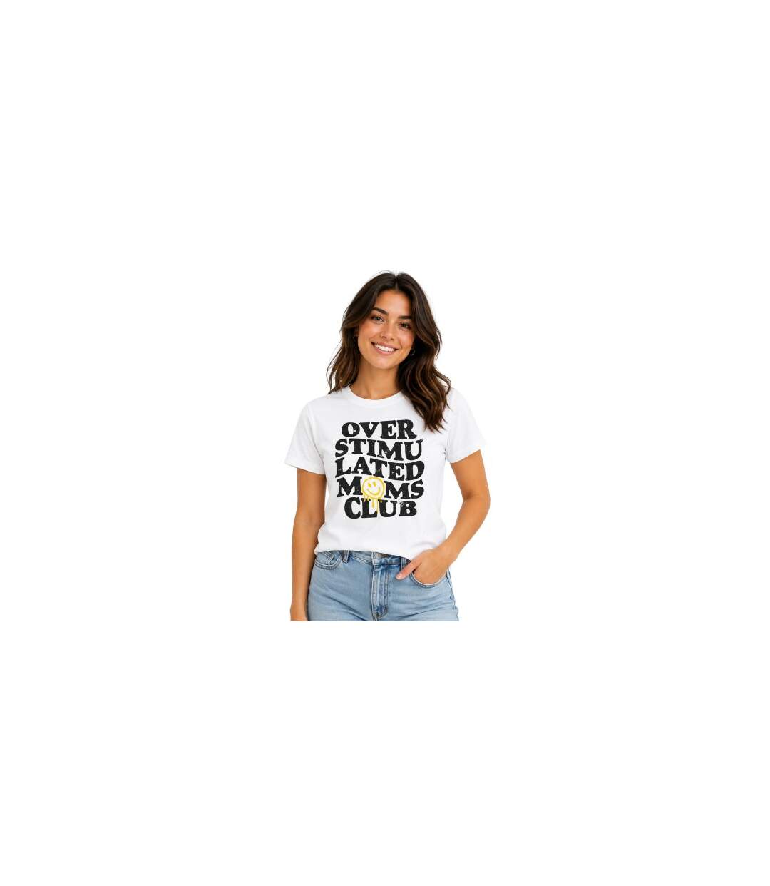 T-shirt Overstimulated Moms Club Femme Blanc AWD-1