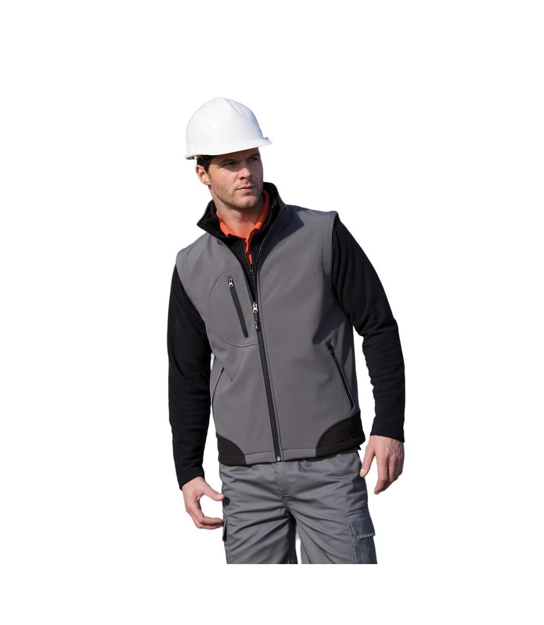 Mens softshell body warmer workguard grey/black Result-2