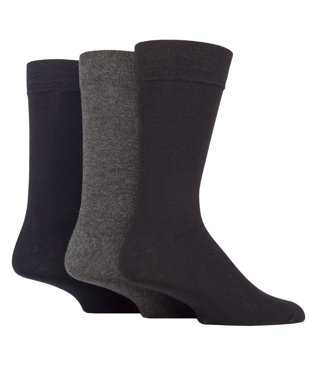 3 Pack Mens Plain and Patterned Bamboo Socks - Soft Breathable Everyday Comfort-1
