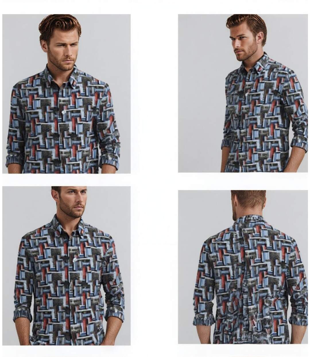 Chemise à  manches longues homme en stretch motifs digital - Slim Fit-2