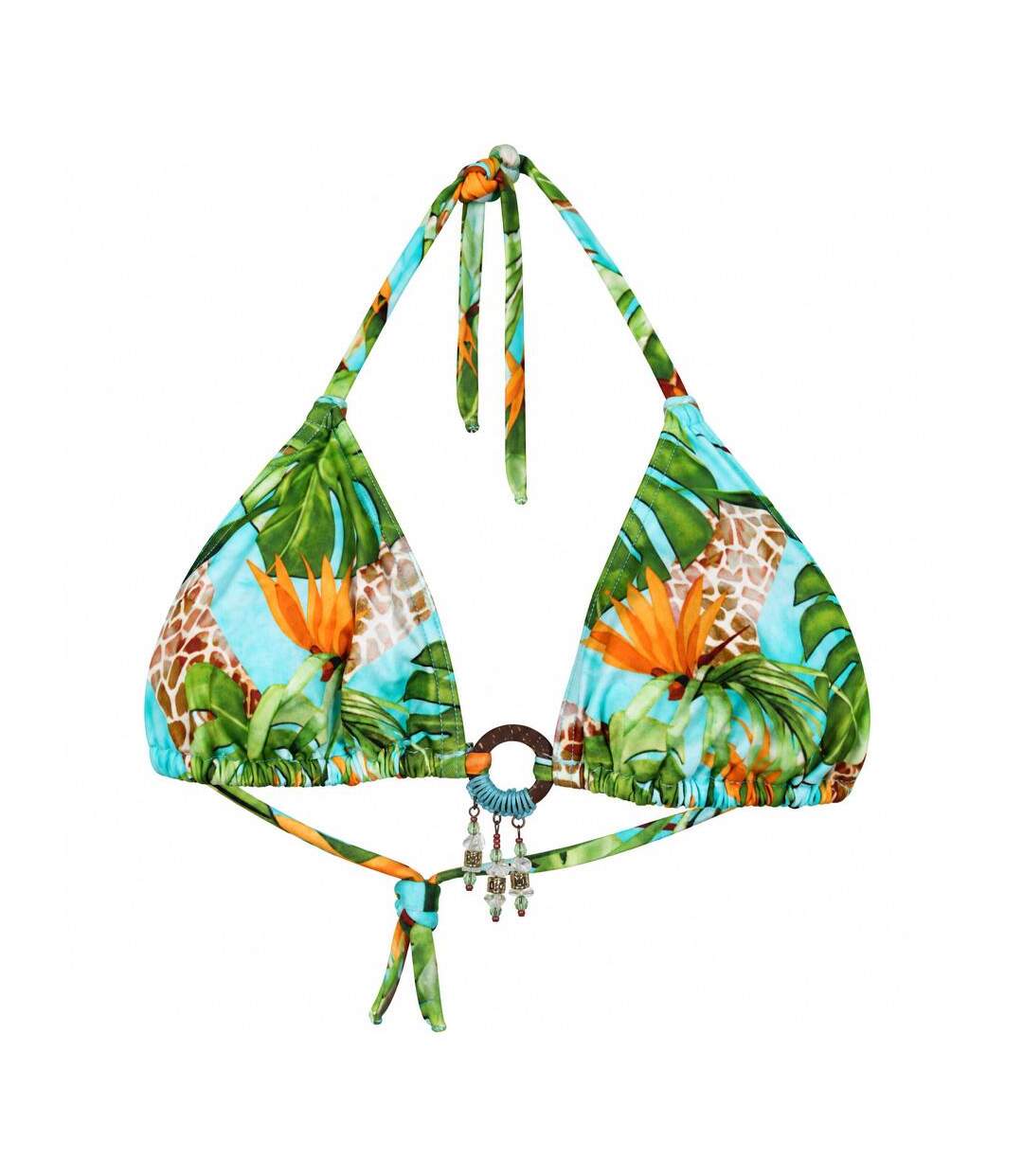 Haut de maillot de bain turquoise/vert femme grain de sable ficelle-1