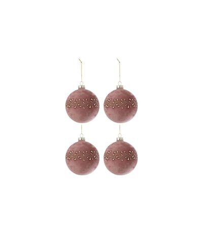 Lot de 4 Boules de Noël Velours Ely 10cm Rose