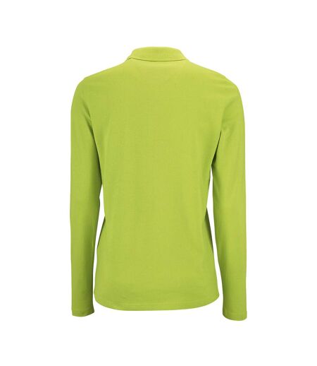 SOLS Womens/Ladies Perfect Long Sleeve Pique Polo Shirt (Apple Green)