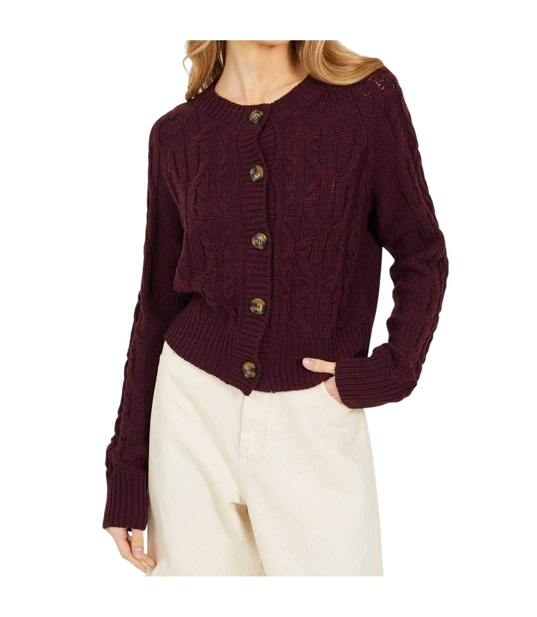 Cardigan Manches Raglan Femme Bordeaux Brave Soul-2