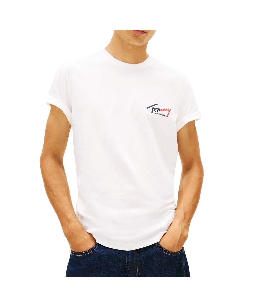 T-Shirt blanc homme tommy hilfiger slim-1