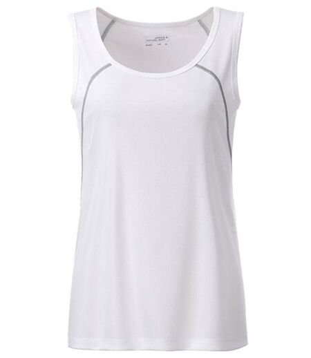 Débardeur running respirant - Femme - JN493 - blanc et gris