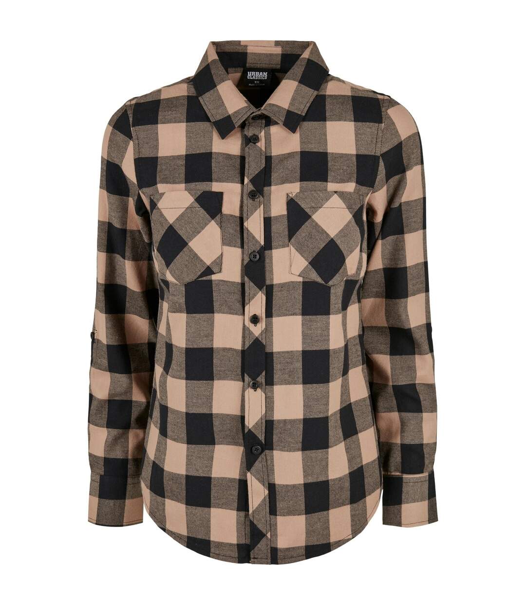 Chemisier Motif/style À Carreaux Femme Noir Taupe Clair Urban Classics-1