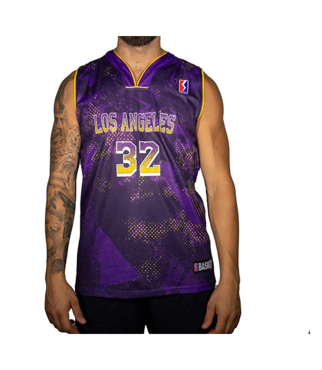 Los angeles 32 maillot de basket violet homme sport zone-1