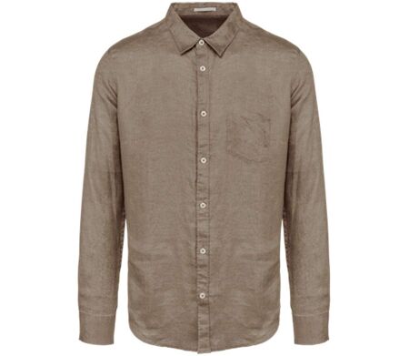 Chemise en lin - Homme - PATS504 - marron cream coffee