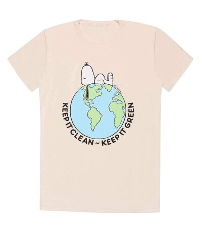 Peanuts - T-shirt KEEP IT CLEAN - Adulte (Beige pâle) - UTHE1724