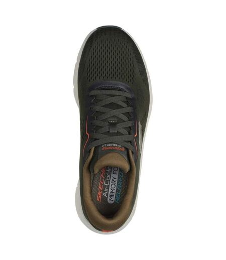 Skechers Mens D´Lux Walker 2.0 Sneakers (Olive/Orange) - UTFS10516