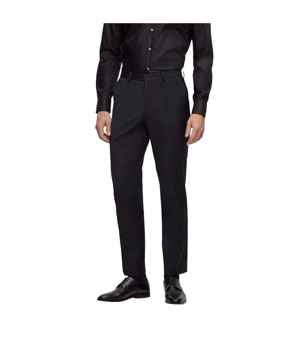 Mens Leon Straight Leg Trousers Black Boss-1