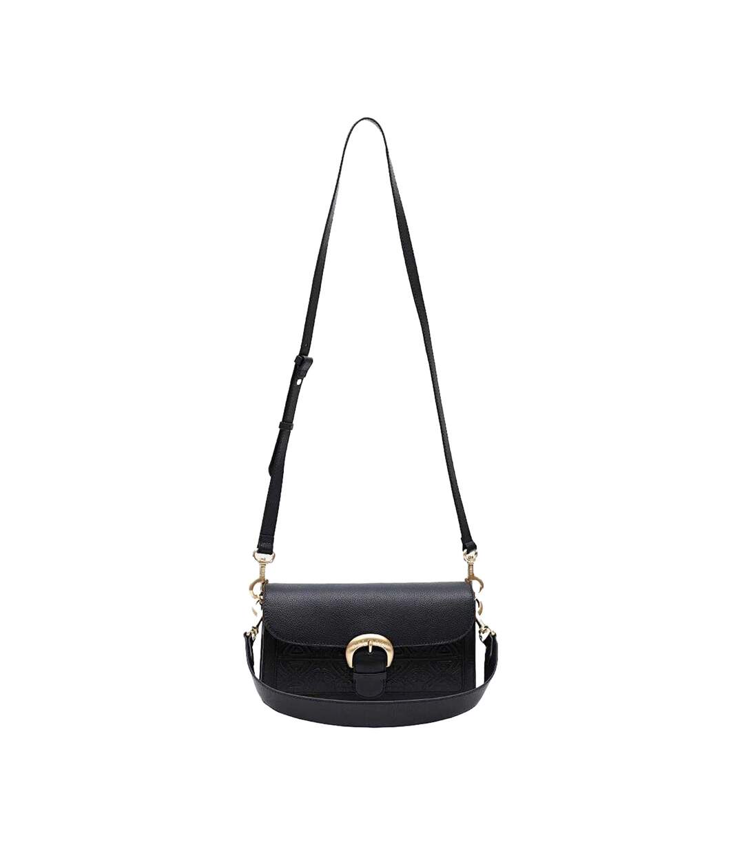 Sienna Embossed Leather Crossbody Bag One Size Black Biba-1