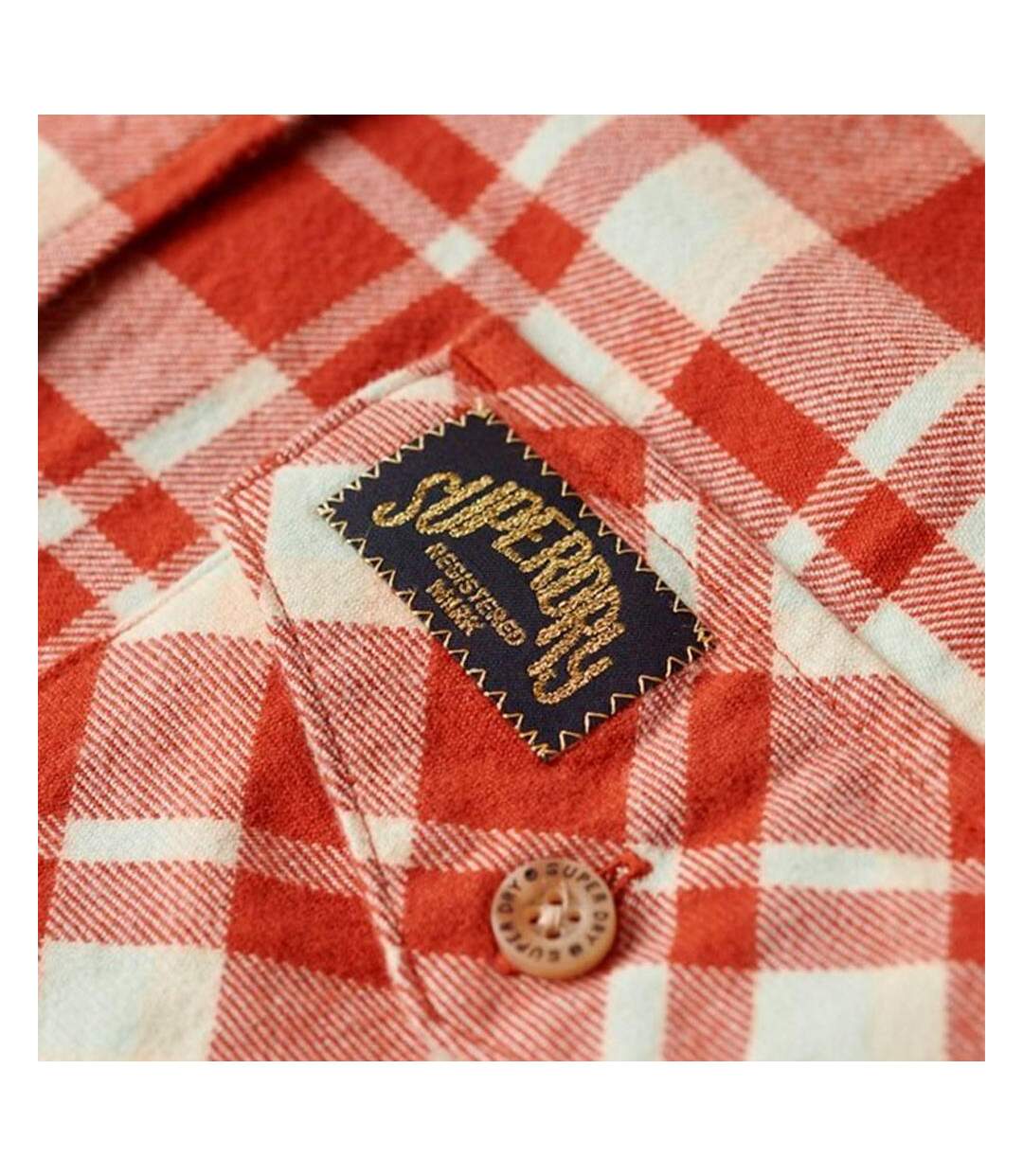 Chemise manches longues orange/blanche femme superdry lumberjack - l-3