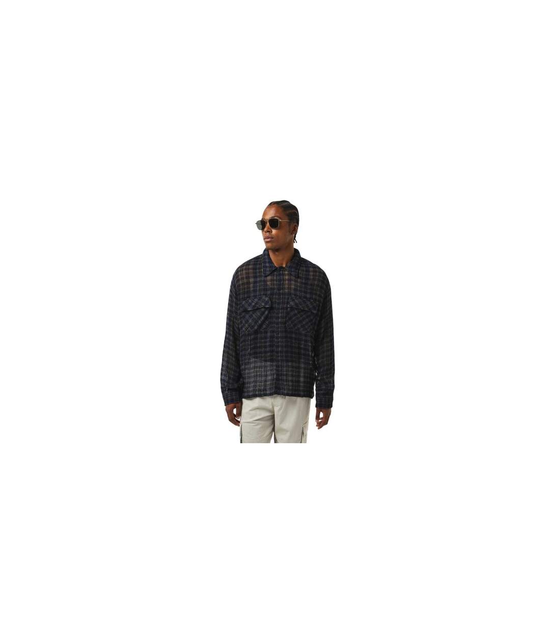 Mens Utility Overshirt Blue Check Represent-1