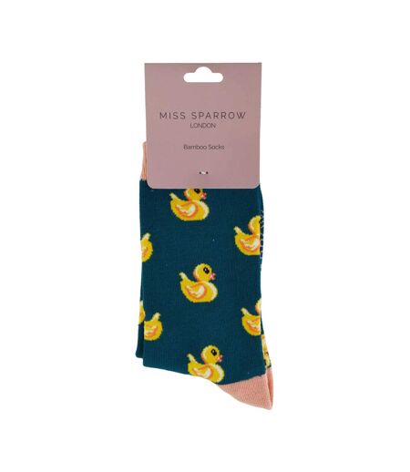 1 Pack Ladies Novelty Teal Rubber Duck Bamboo Socks