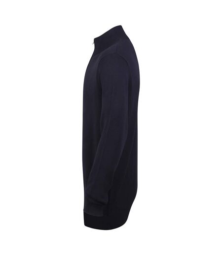 Henbury Mens 1/4 Zip Long Sleeve Jumper (Navy) - UTRW5289