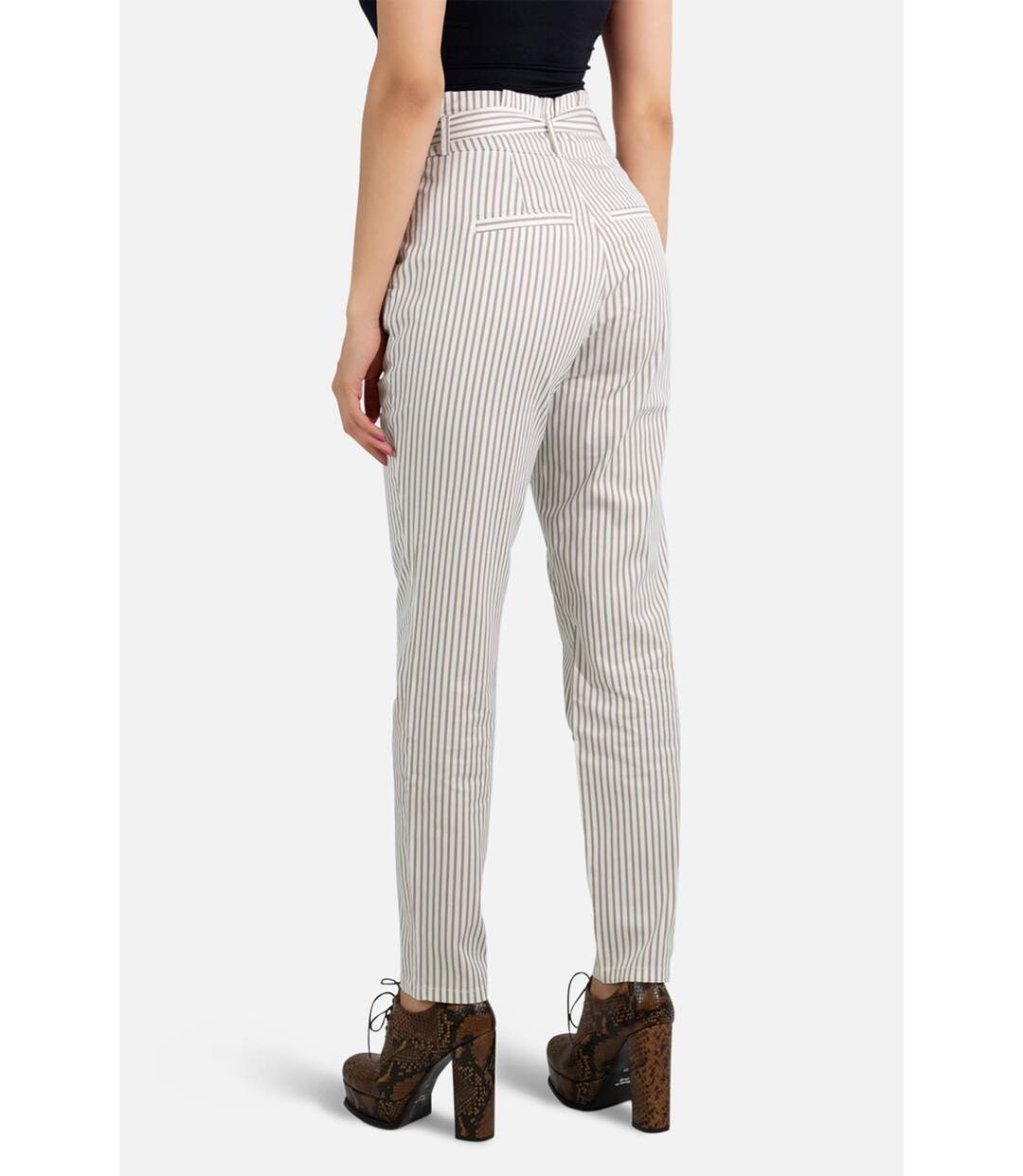 Pantalon taille haute avec ceinture-4