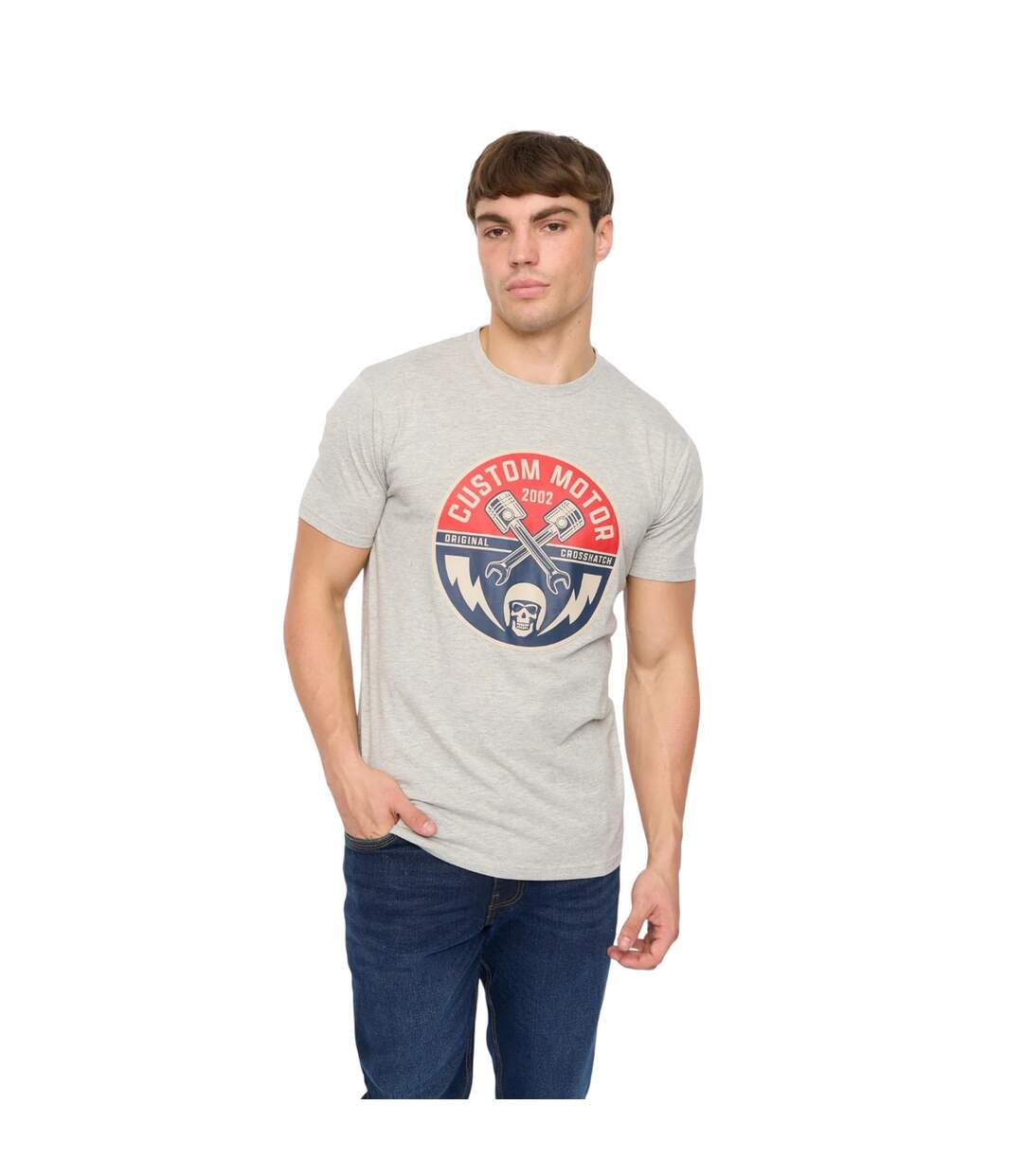 Mens Moules T-shirt Grey Marl Crosshatch-2