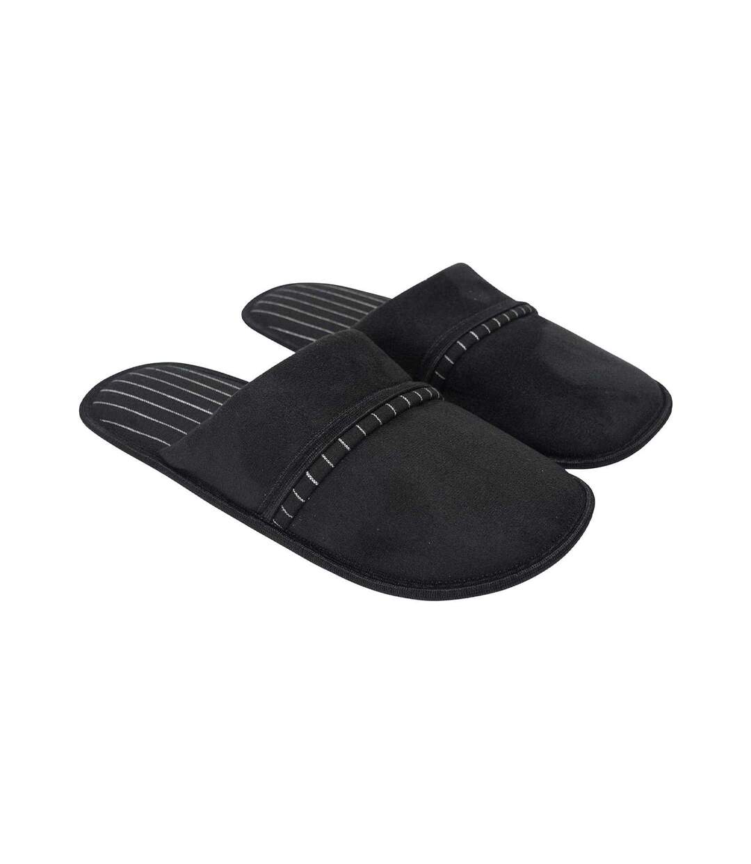 Chaussons Mules Motif/style Fines Rayures Homme Noir Keanu-1