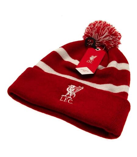 Liverpool FC Unisex Adult Bobble Knitted Stripe Beanie (Red/White) - UTSG20581