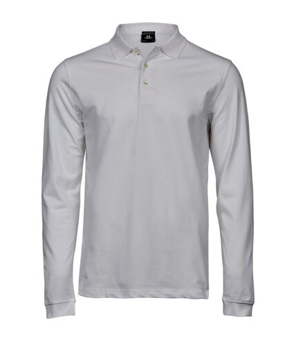 Tee Jays Mens Luxury Stretch Long-Sleeved Polo Shirt (White)
