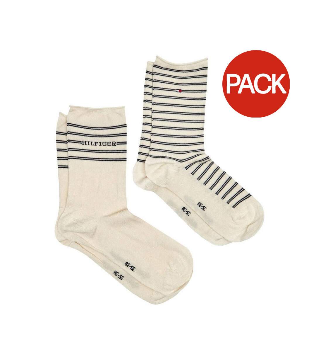 Chaussettes Motif/style Rayé Femme Crème Tommy Hilfiger-1