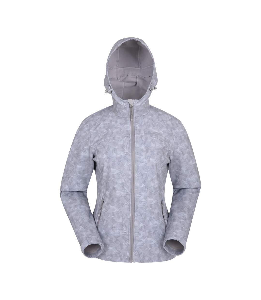 Womens/ladies printed water resistant soft shell jacket light grey Exodus