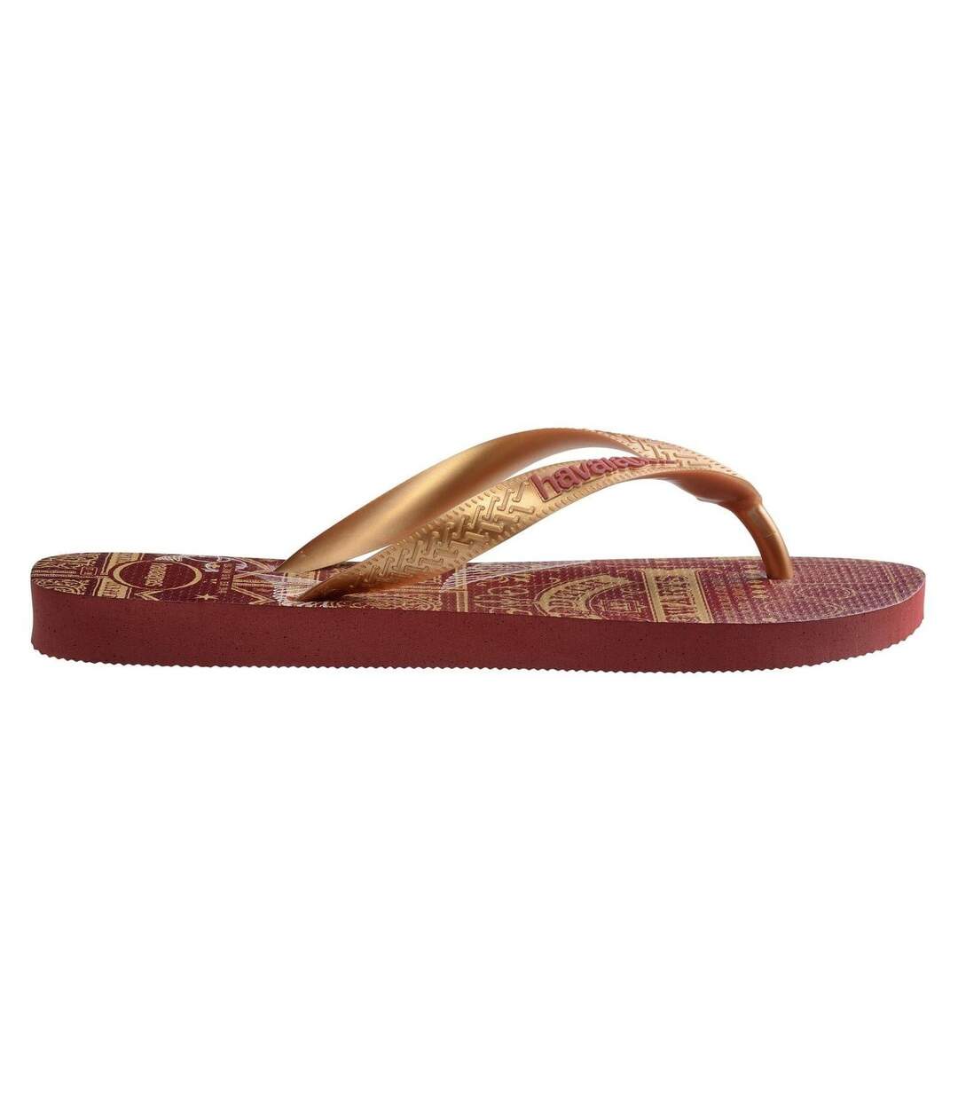 Mens Hogwarts Graphic Print Flip Flops Mahogany Harry Potter-1