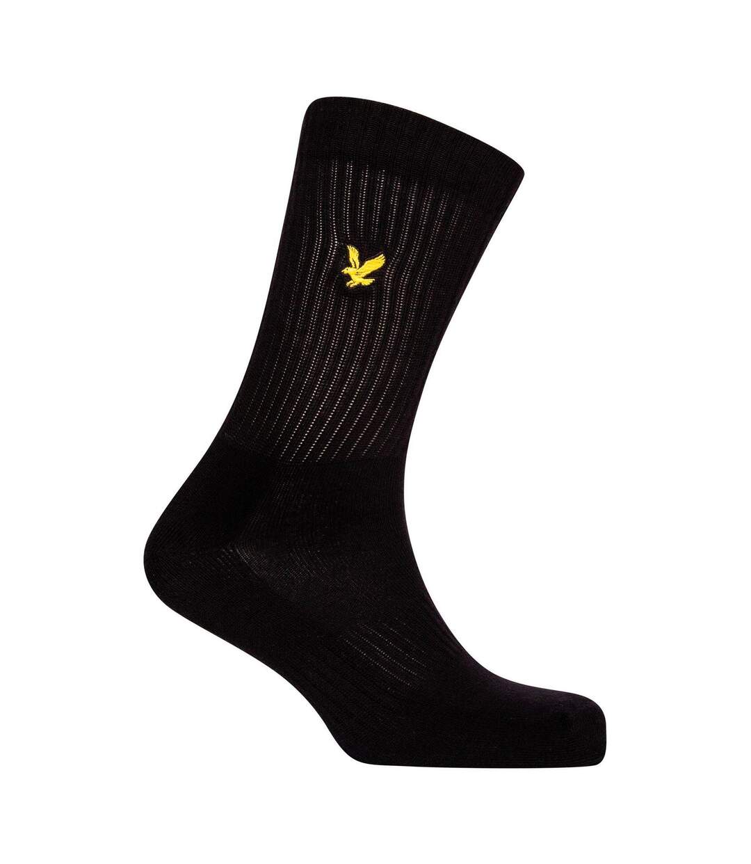 Pack Of 3  Mens Embroidered Logo Crew Socks  Black Lyle & Scott-2