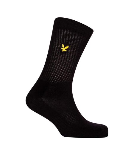 Pack Of 3  Mens Embroidered Logo Crew Socks  Black Lyle & Scott
