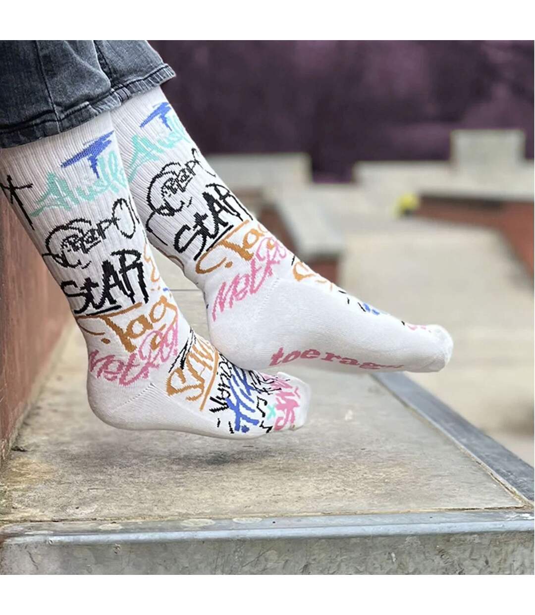 Chaussettes ras du cou pour hommes avec graffitis de rue-5