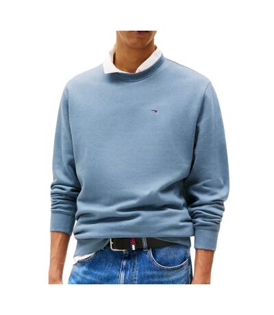 Sweat bleu homme tommy jeans flag crew - l