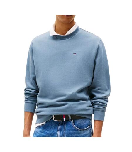 Sweat bleu homme tommy jeans flag crew - l