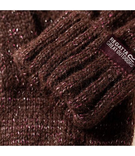 Gants D'hiver Unis À Revers Côtelés Multimix Femme Bordeaux Foncé Regatta