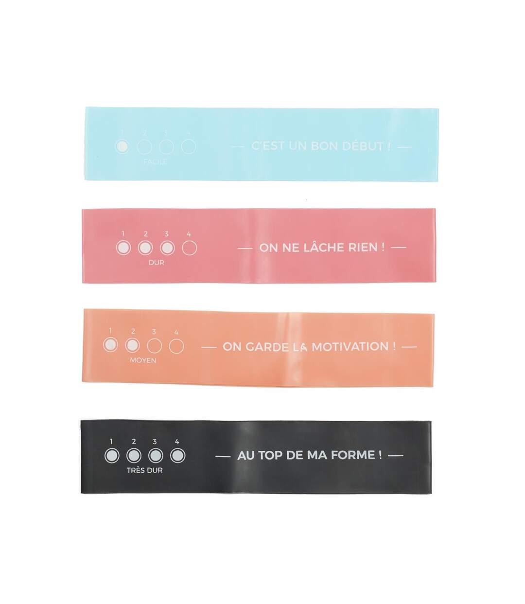 Lot de 4 Bandes de Résistance Fitness 16cm Multicolore-1