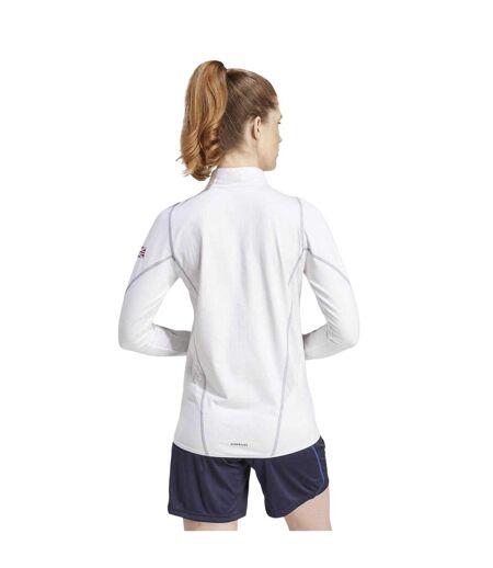 Womens/ladies Team Gb Performance Quarter Zip Tracksuit Top White Adidas