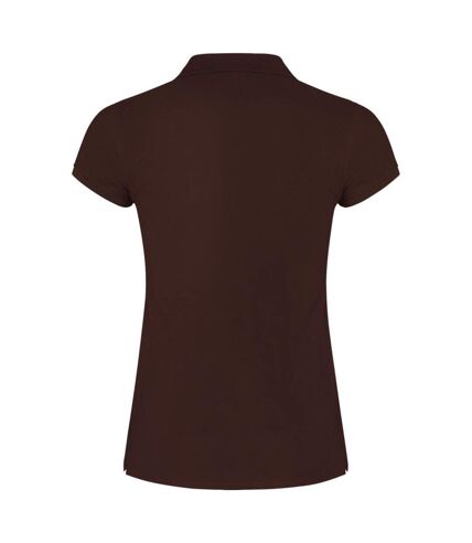 Womens/ladies star polo shirt chocolate Roly