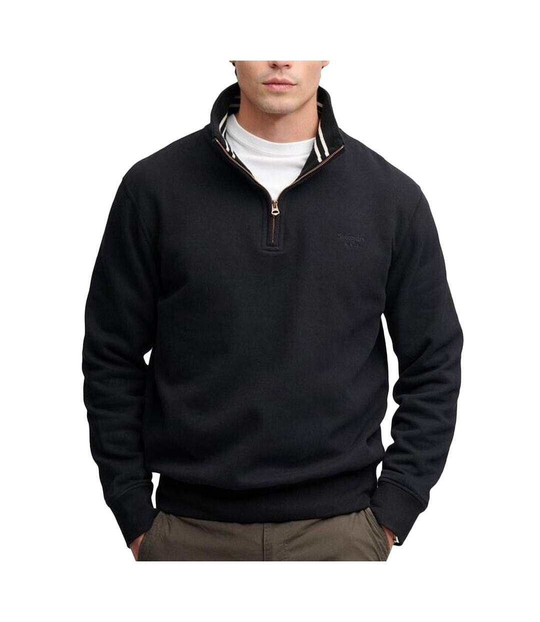 Sweat marine foncé homme superdry  essential serif-1