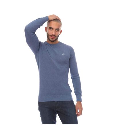 Mens Neps Melange Crew Neck Sweatshirt Blue Gant